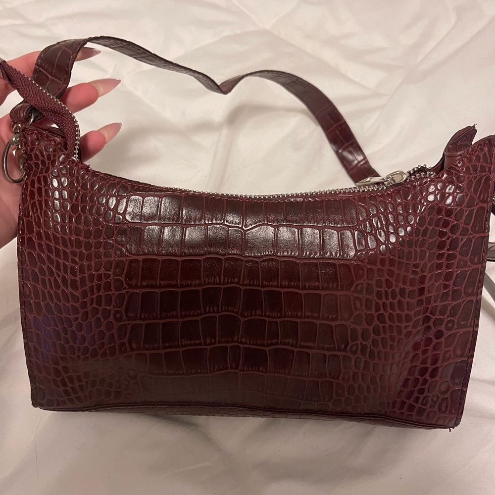 Nasty Gal Faux Crocodile Burgundy Bag -BNWT